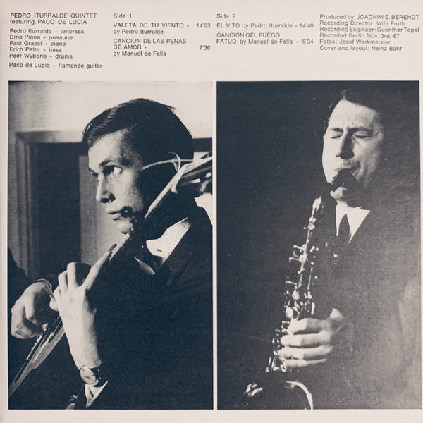 Pedro Iturralde Quintet, Paco De Lucía – Flamenco-Jazz LP vinyl record, image 3 of 6
