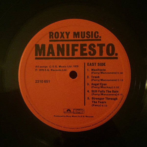 Roxy Music – Manifesto LP vinyl record, image 3 of 4