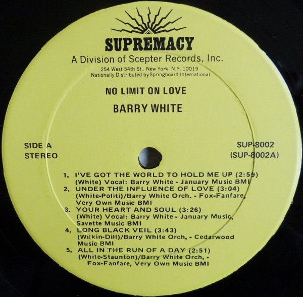 Barry White – No Limit On Love LP vinyl record, image 3 of 4
