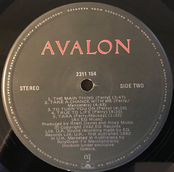Roxy Music – Avalon LP vinyl record, image 4 of 6