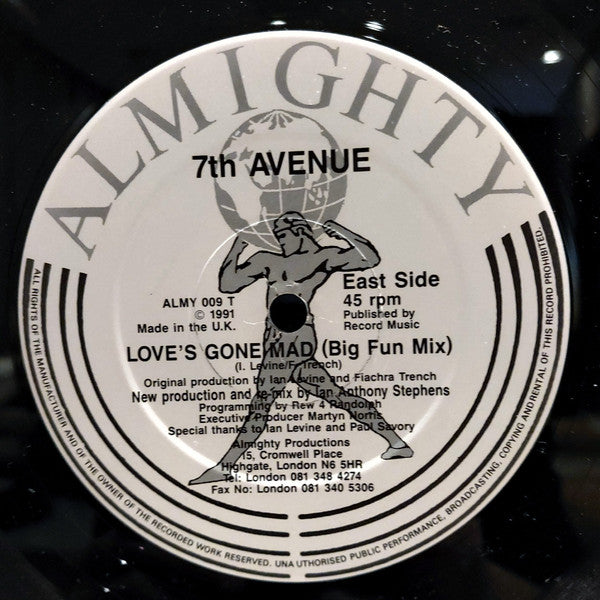 Seventh Avenue – Love's Gone Mad (90's Remixes) 12" vinyl record, image 2 of 2
