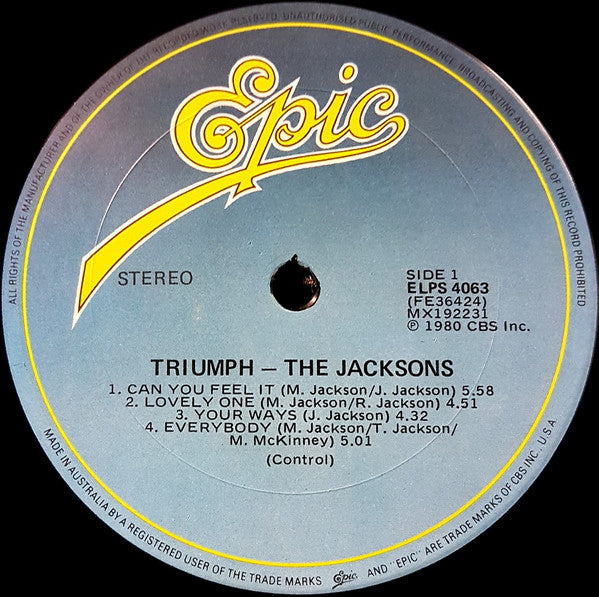The Jacksons – Triumph LP vinyl record, image 3 of 4
