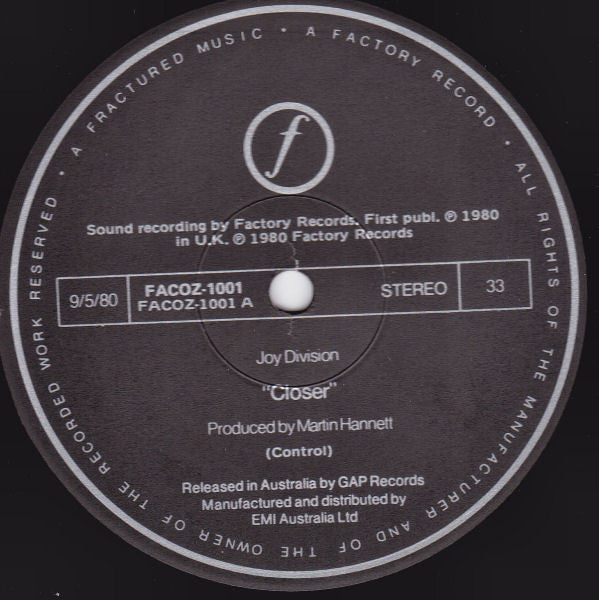 Joy Division – Closer LP vinyl record, image 6 of 9