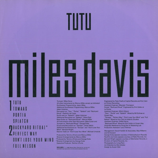 Miles Davis – Tutu LP vinyl record, image 6 of 10