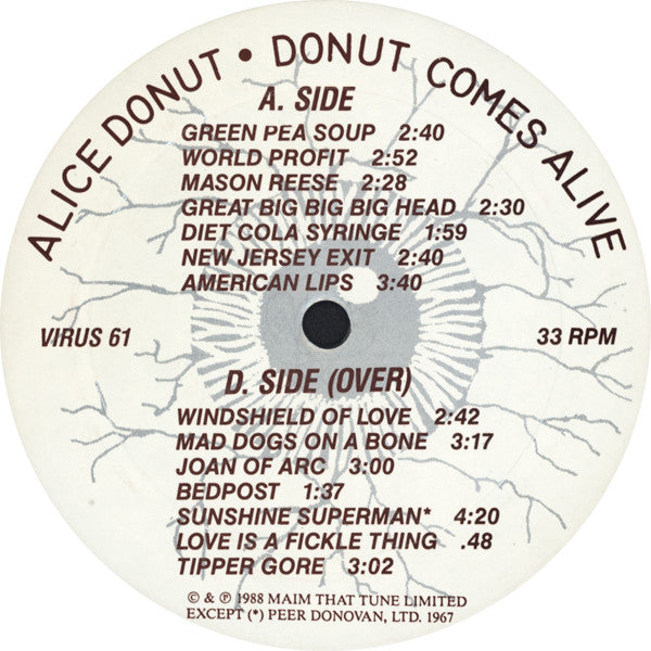 Alice Donut – Donut Comes Alive LP vinyl record, image 3 of 6