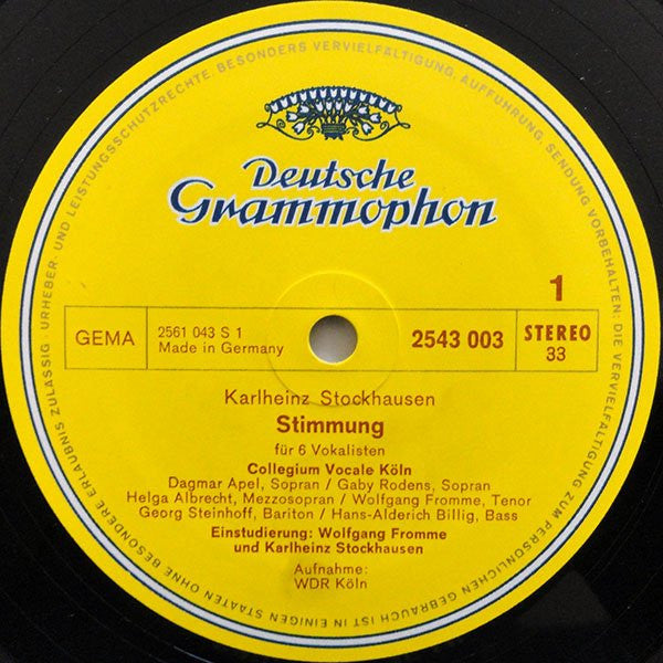 Karlheinz Stockhausen, Collegium Vocale Köln, Wolfgang Fromme – Stimmung LP vinyl record, image 3 of 4