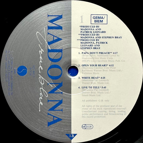 Madonna – True Blue LP vinyl record, image 3 of 10