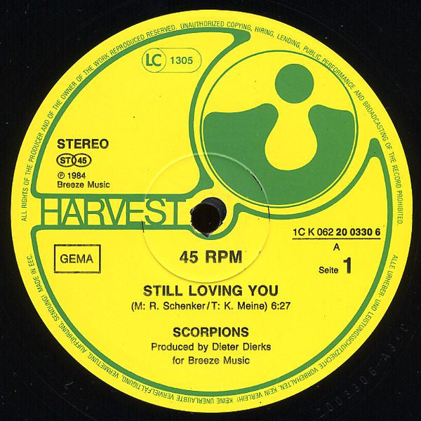 Scorpions – Still Loving You 12" vinyl record, image 3 of 4