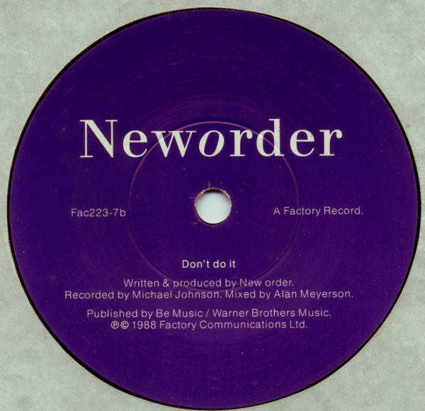 New Order – Fine Time 7" vinyl record, image 4 of 4