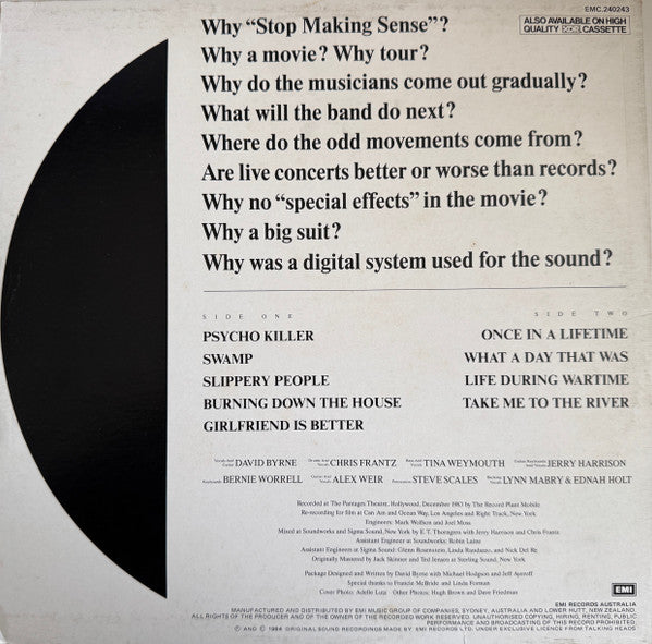 Talking Heads – Stop Making Sense LP vinyl record, image 2 of 6