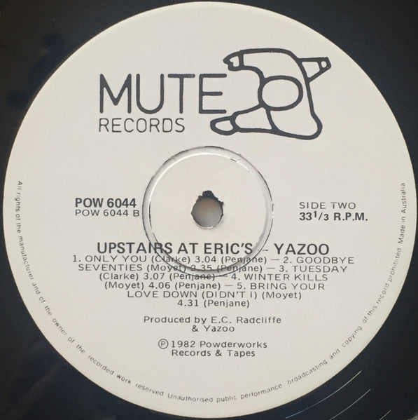 Yazoo – Upstairs At Eric's LP vinyl record, image 6 of 6