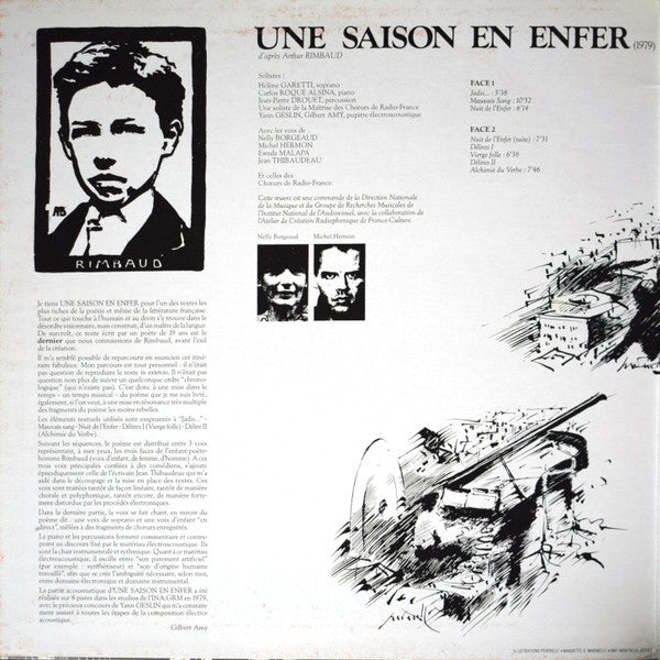 Gilbert Amy – Une Saison En Enfer LP vinyl record, image 2 of 8