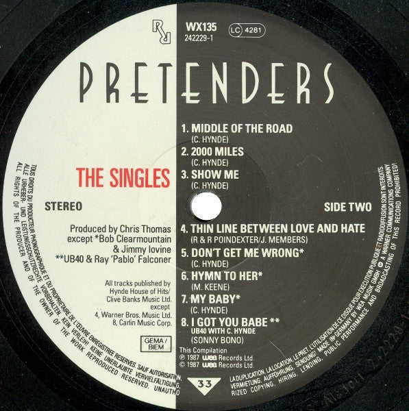 The Pretenders – The Singles LP vinyl record, image 4 of 6