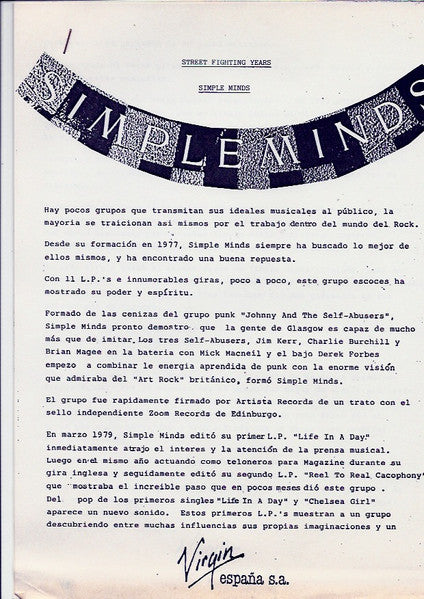 Simple Minds – Street Fighting Years LP vinyl record, image 10 of 10