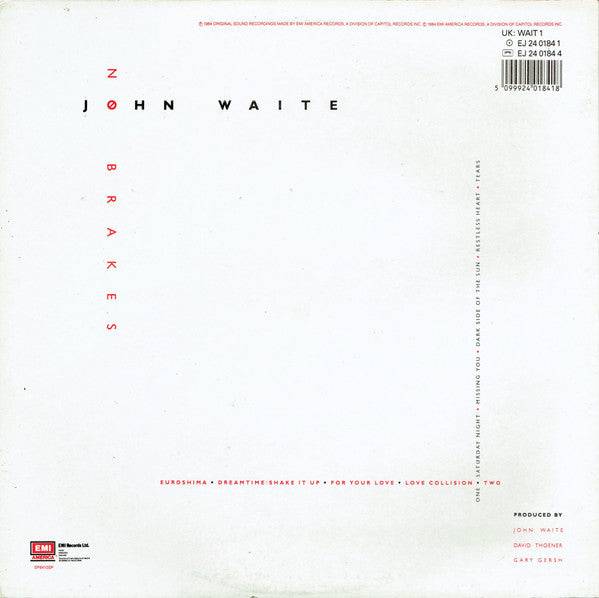 John Waite – No Brakes LP vinyl record, image 2 of 6
