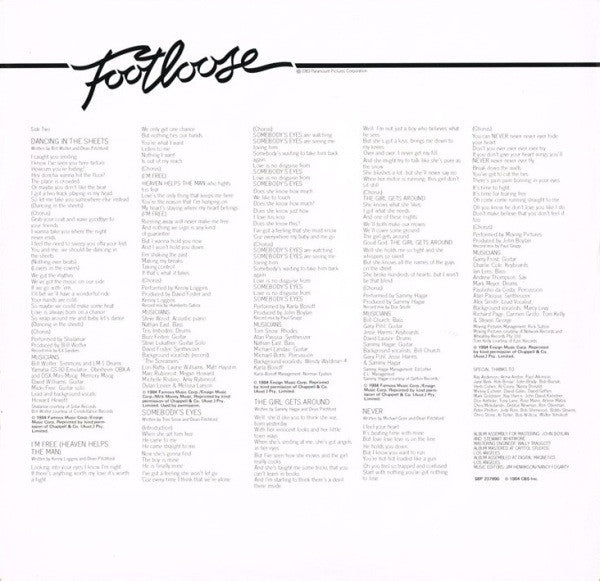 Various – Footloose (Original Soundtrack Of The Paramount Motion Picture) LP vinyl record, image 5 of 7