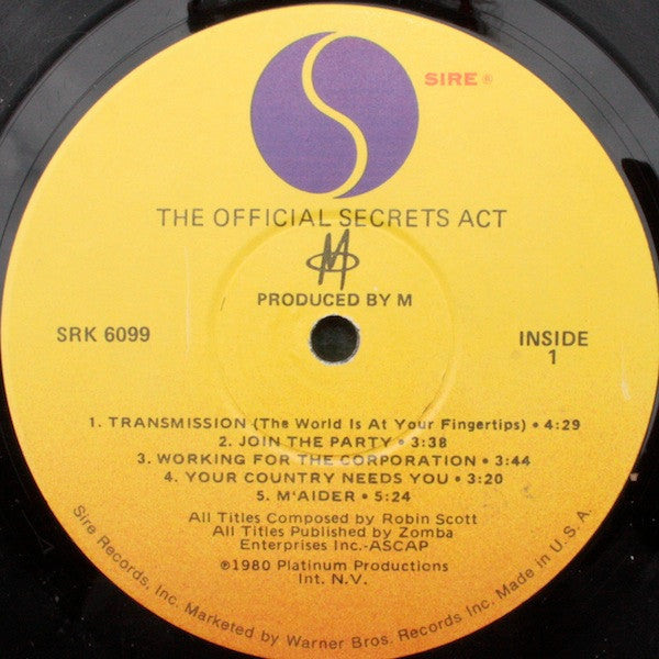 M – The Official Secrets Act LP vinyl record, image 3 of 6