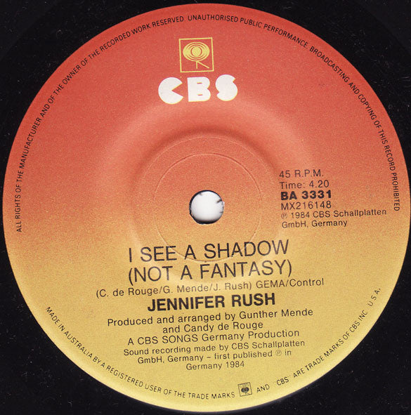 Jennifer Rush – The Power Of Love 7" vinyl record, image 2 of 2