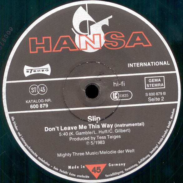 Slip – Don't Leave Me This Way 12" vinyl record, image 2 of 3