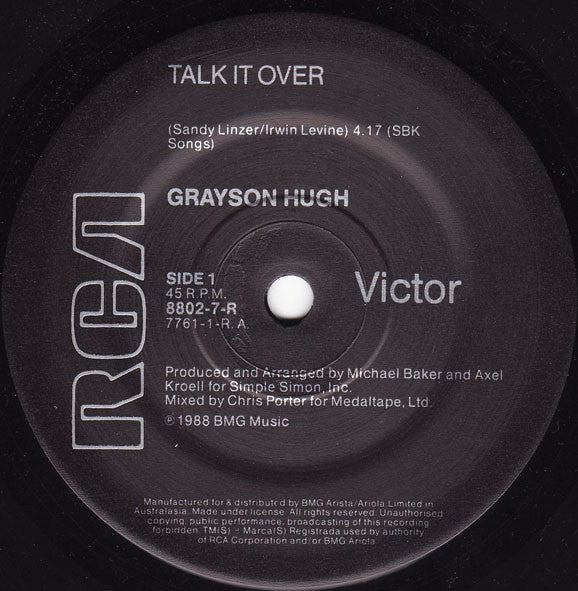 Grayson Hugh – Talk It Over 7" vinyl record, image 2 of 4