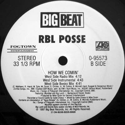 RBL Posse – How We Comin' 12" vinyl record, image 3 of 3