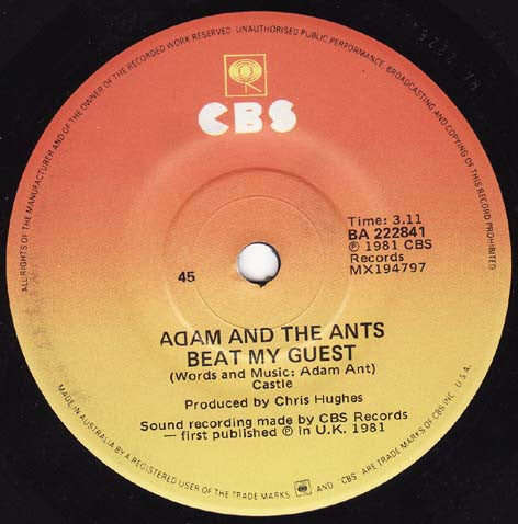 Adam And The Ants – Stand & Deliver! 7" vinyl record, image 3 of 4