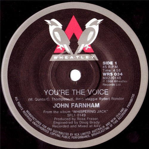 John Farnham – You're The Voice 7" vinyl record, image 3 of 4