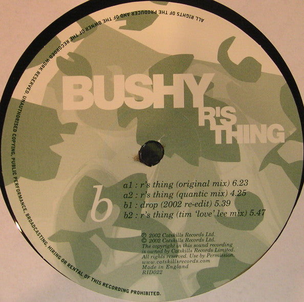 Bushy – R's Thing 12" vinyl record, image 3 of 4