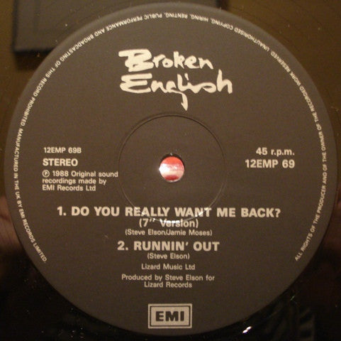 Broken English – Do You Really Want Me Back? 12" vinyl record, image 3 of 3