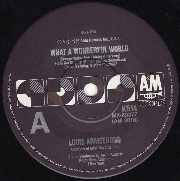 Louis Armstrong – What A Wonderful World 7" vinyl record, image 6 of 7