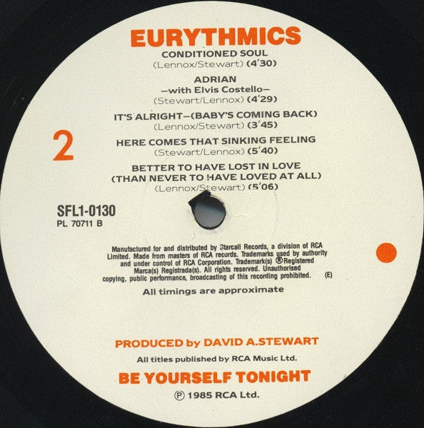 Eurythmics – Be Yourself Tonight LP vinyl record, image 4 of 8