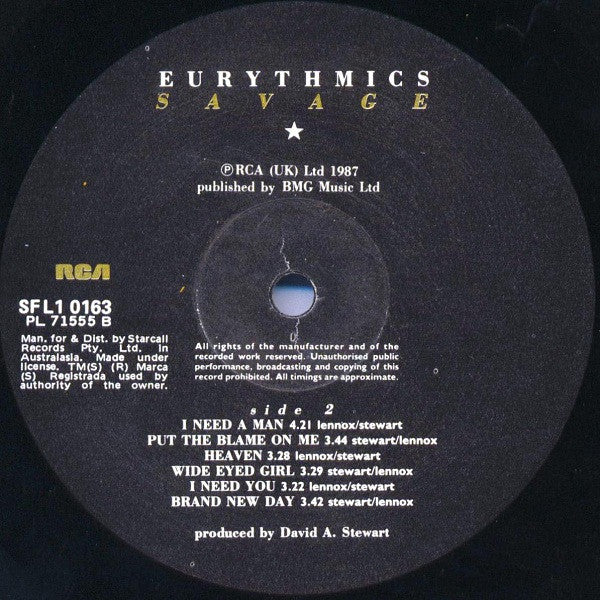 Eurythmics – Savage LP vinyl record, image 4 of 6