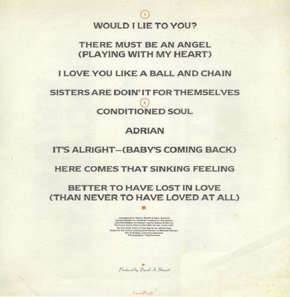 Eurythmics – Be Yourself Tonight LP vinyl record, image 7 of 8