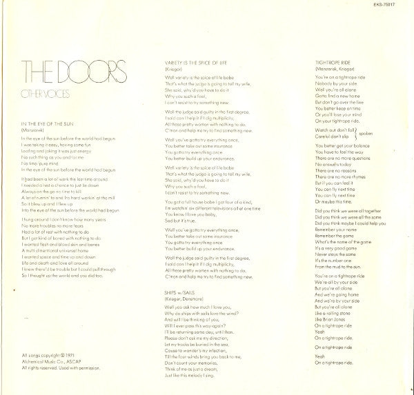 The Doors – Other Voices LP vinyl record, image 7 of 8