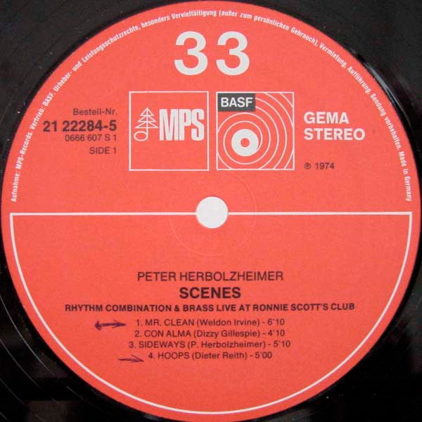 Peter Herbolzheimer, Peter Herbolzheimer Rhythm Combination & Brass – Scenes (Live At Ronnie Scott's Club) LP vinyl record, image 3 of 4