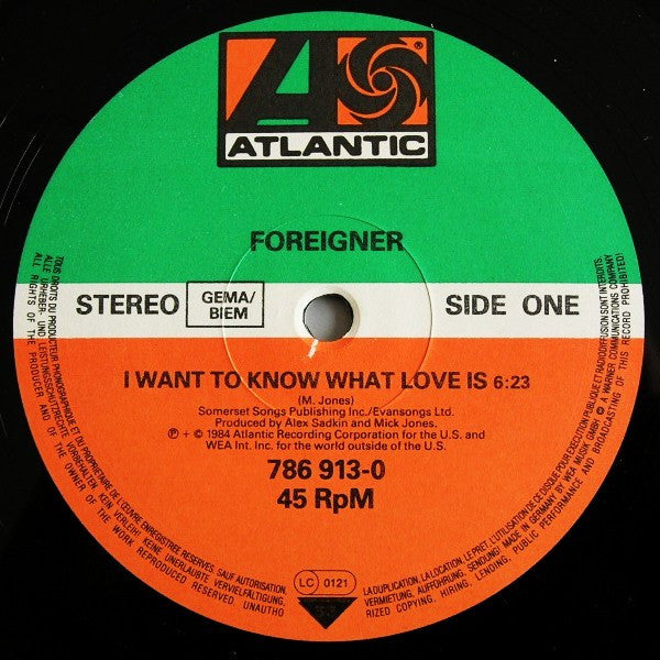 Foreigner – I Want To Know What Love Is (Extended Version) 12" vinyl record, image 3 of 4