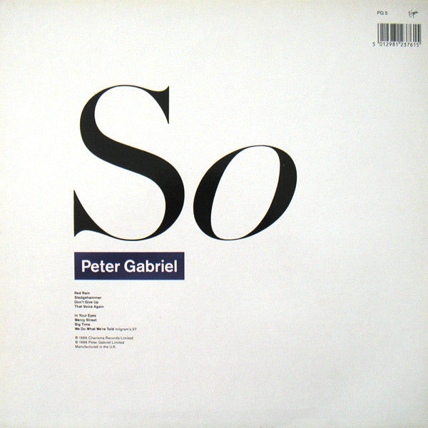 Peter Gabriel – So LP vinyl record, image 2 of 7