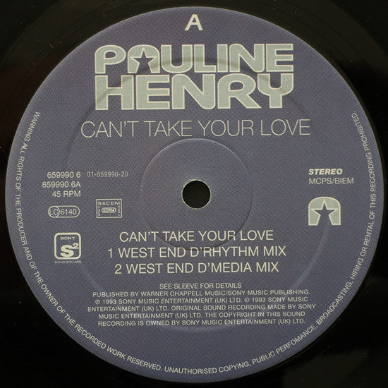 Pauline Henry – Can't Take Your Love 12" vinyl record, image 3 of 4