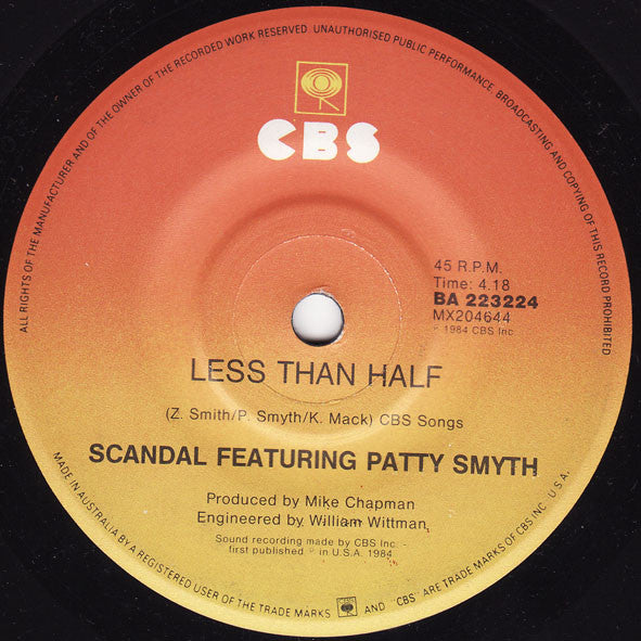 Scandal, Patty Smyth – The Warrior 7" vinyl record, image 2 of 2