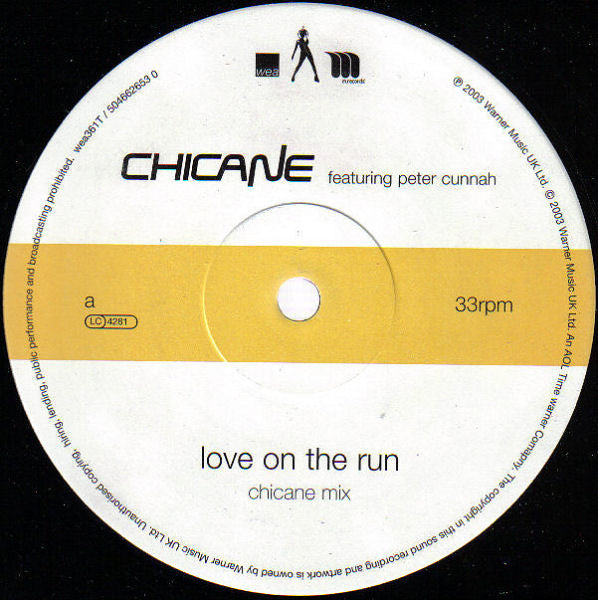 Chicane, Peter Cunnah – Love On The Run 12" vinyl record, image 3 of 4
