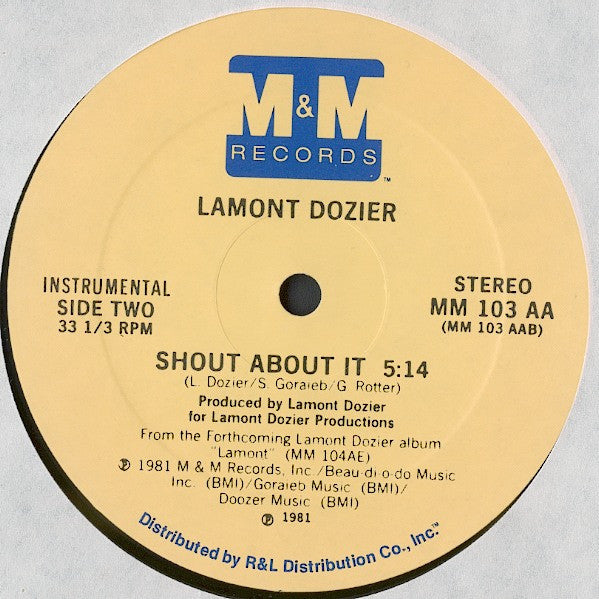 Lamont Dozier – Shout About It 12" vinyl record, image 2 of 2