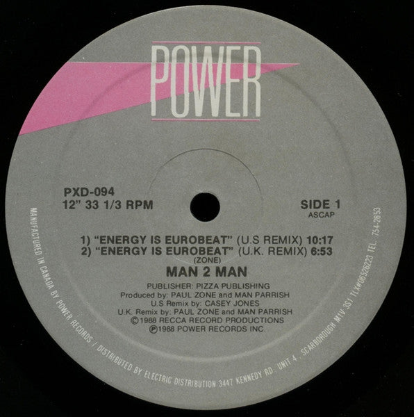 Man 2 Man – Energy Is Eurobeat 12" vinyl record, image 1 of 2