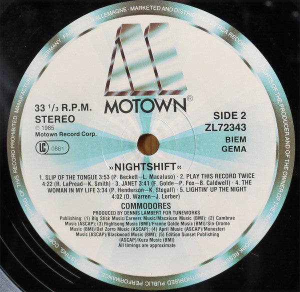 Commodores – Nightshift LP vinyl record, image 4 of 4