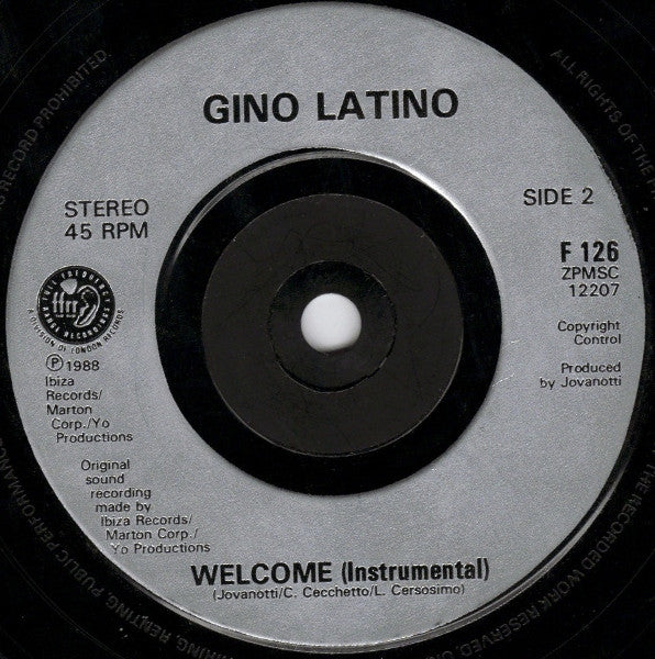 Gino Latino – Welcome 7" vinyl record, image 4 of 4