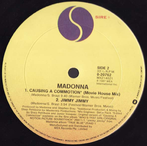 Madonna – Causing A Commotion 12" vinyl record, image 4 of 4