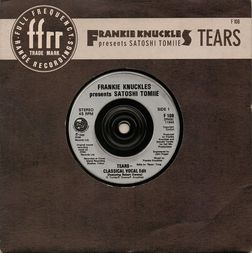 Frankie Knuckles, Satoshi Tomiie – Tears 7" vinyl record, image 1 of 4