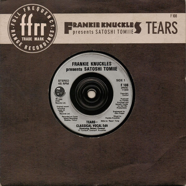 Frankie Knuckles, Satoshi Tomiie – Tears 7" vinyl record, image 1 of 4