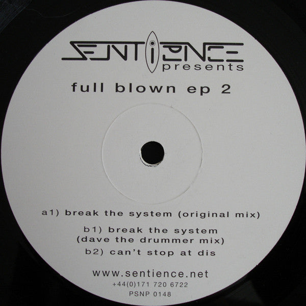 Sentience – Full Blown EP 2 12" vinyl record, image 1 of 3
