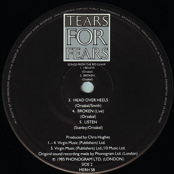 Tears For Fears – Songs From The Big Chair LP vinyl record, image 4 of 9