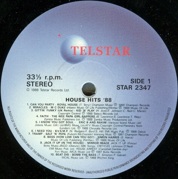 Various – House Hits '88 LP vinyl record, image 3 of 4